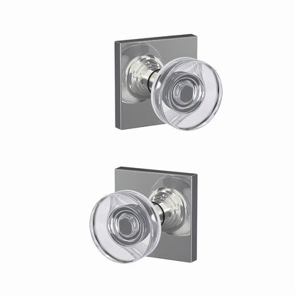 Schlage FC21DAW-COL Dawes Glass Knob with Collins Rose Passage & Privacy Door Knob
