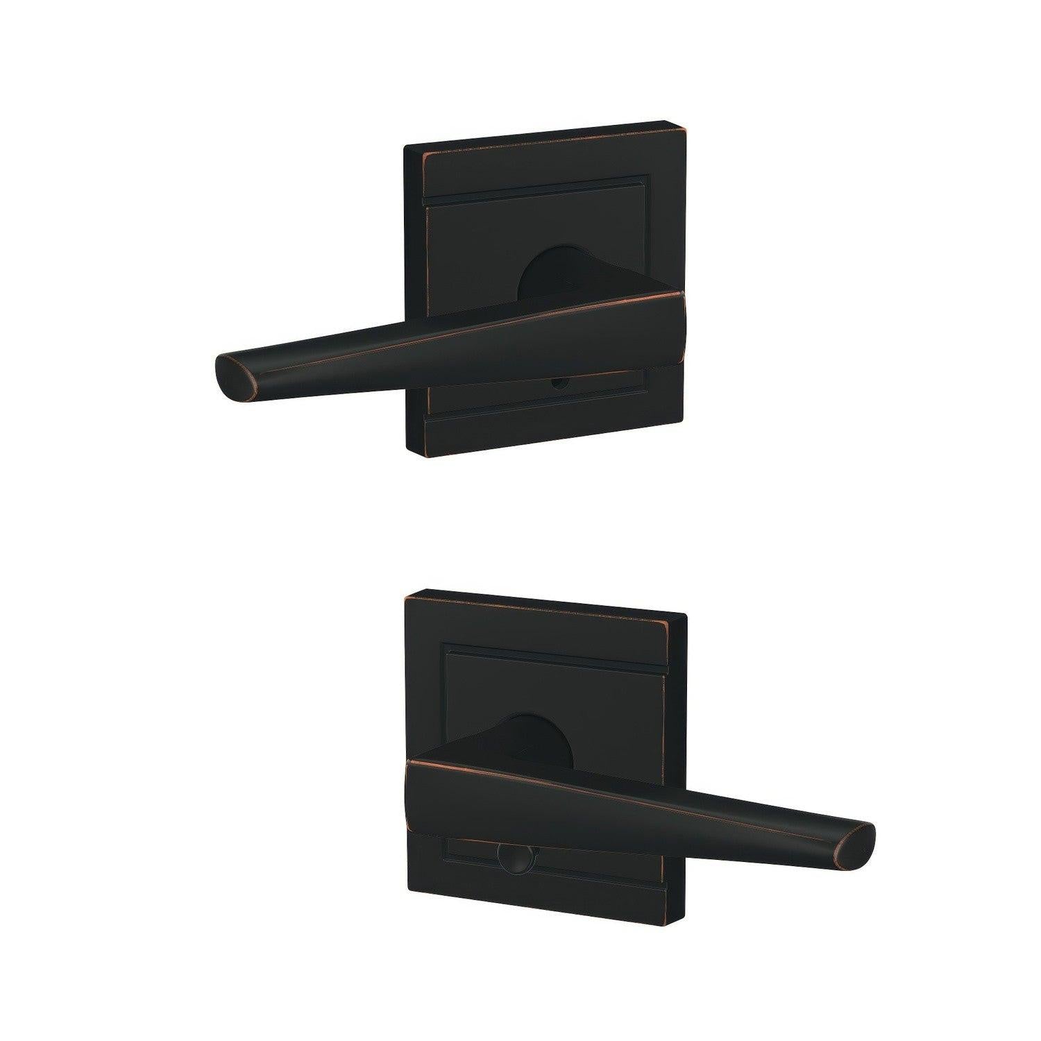 Schlage FC21ELR-ULD Eller Lever with Upland Rose Passage & Privacy Door Lever