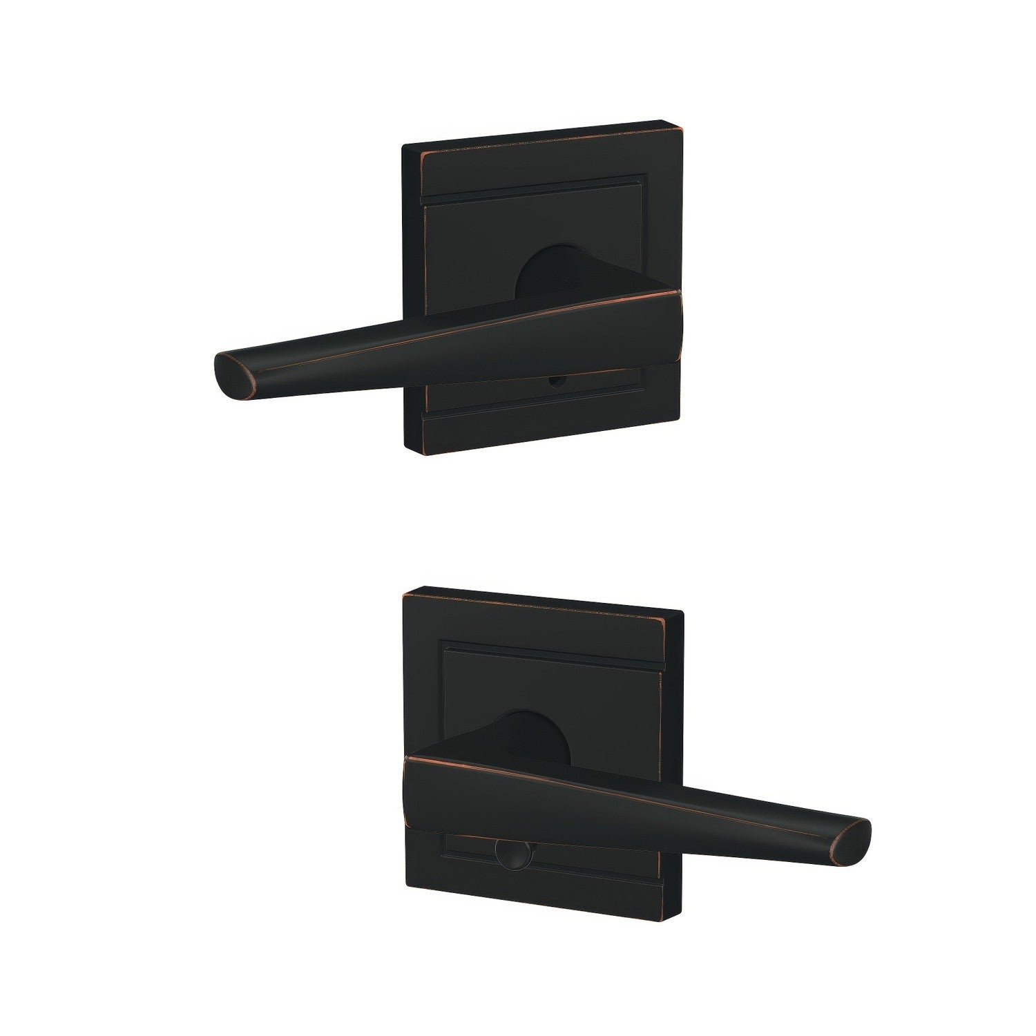 Schlage FC21ELR-ULD Eller Lever with Upland Rose Passage & Privacy Door Lever.