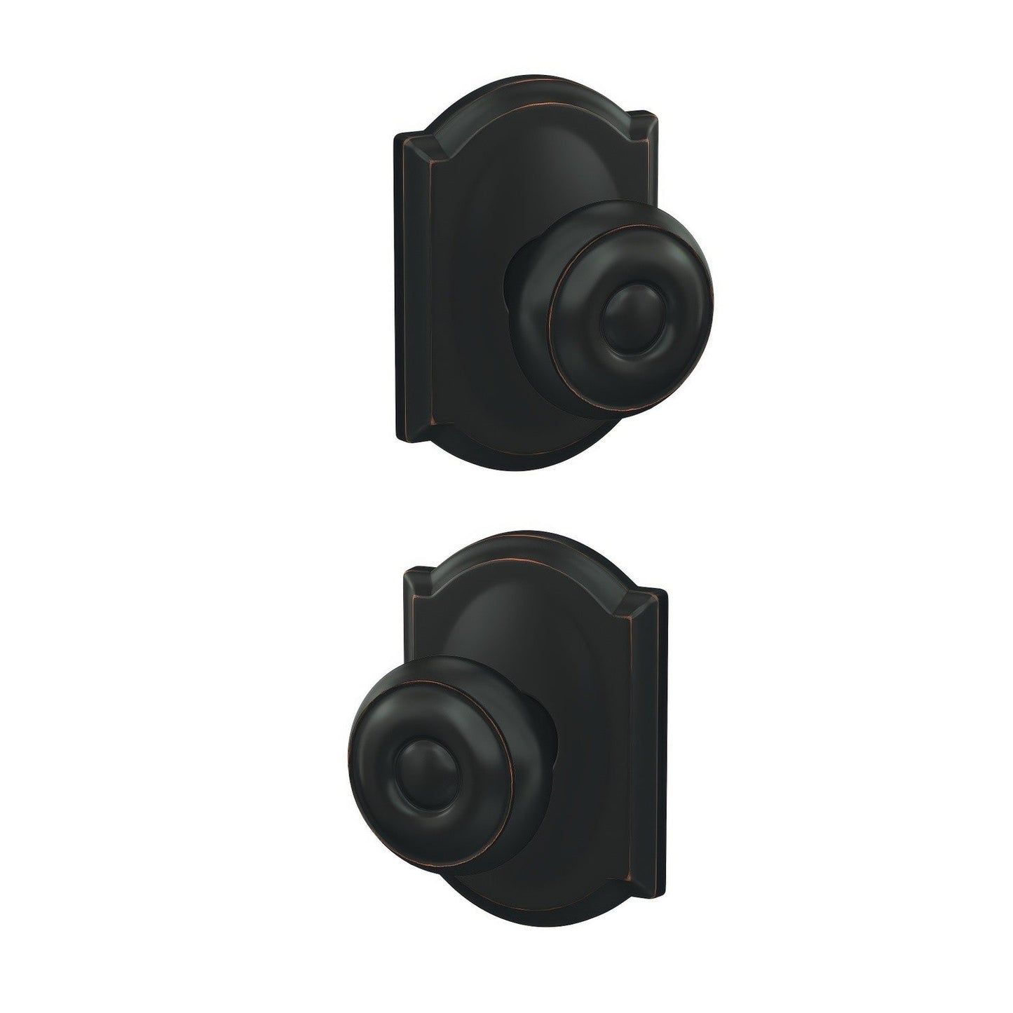 Schlage FC21GEO-CAM Georgian Knob with Camelot Rose Passage & Privacy Door Knob