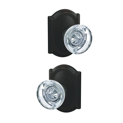 Schlage FC21HOB-CAM Hobson Knob with Camelot Rose Passage & Privacy Door Knob