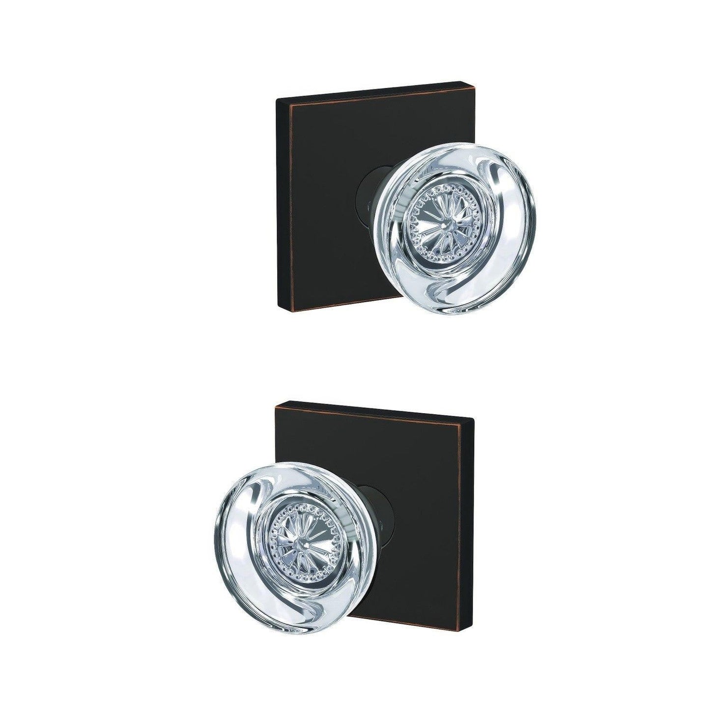 Schlage FC21HOB-COL Hobson Knob with Collins Rose Passage & Privacy Door Knob