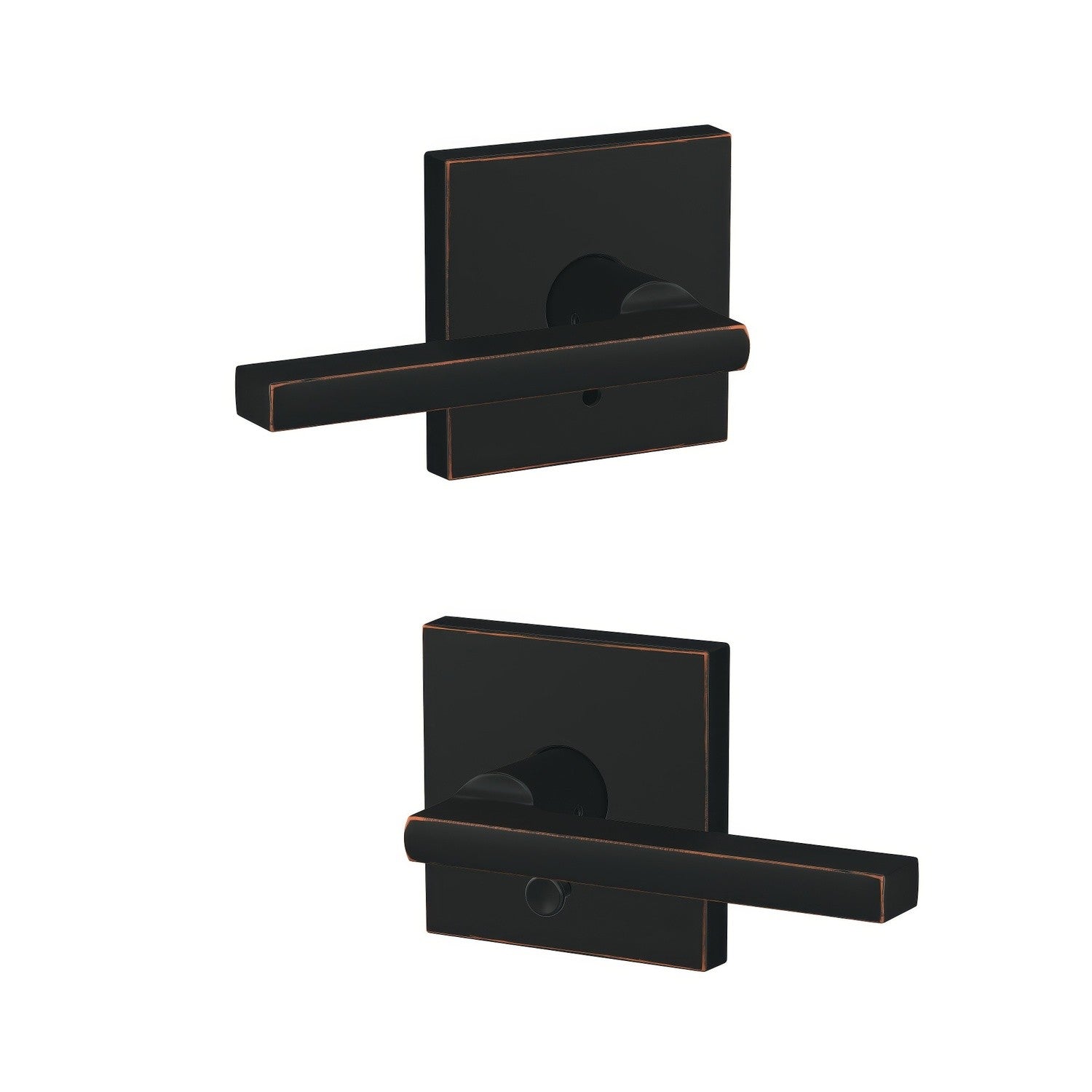 Schlage FC21LAT-COL Latitude Lever with Collins Rose Passage & Privacy Door Lever