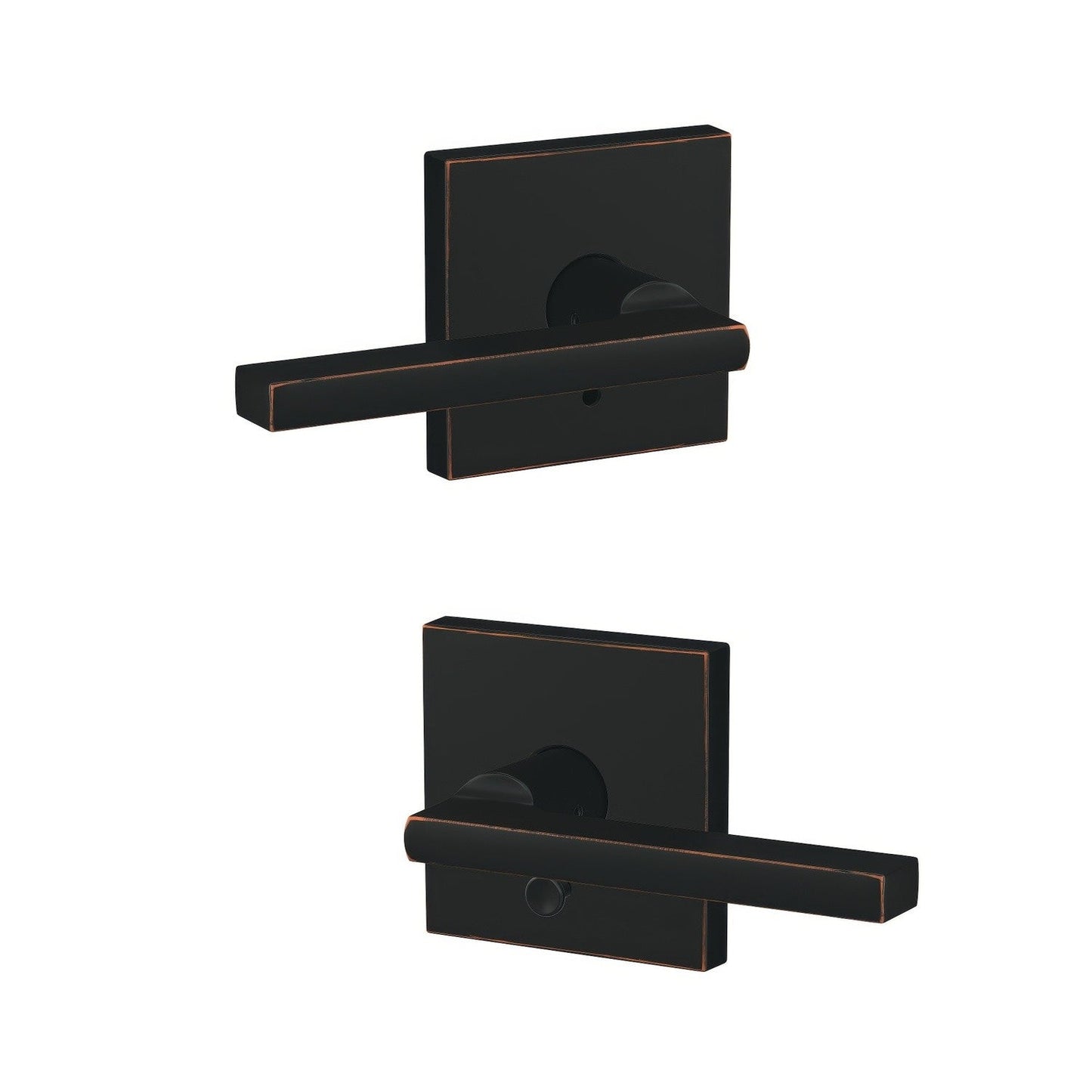 Schlage FC21LAT-COL Latitude Lever with Collins Rose Passage & Privacy Door Lever