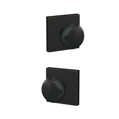 Schlage FC21PLY-COL Plymouth Knob with Collins Rose Passage & Privacy Door Knob