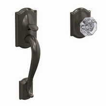 Schlage FC285CAM530ALXCAM Camelot with Alexandria Glass Knob with Camelot Rose Bottom Half Handleset Black Stainless