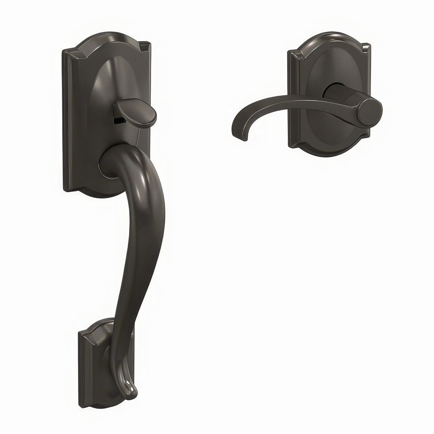 Schlage FC285CAM530WITCAM Camelot with Whitney Lever with Camelot Rose Bottom Half Handleset Black Stainless