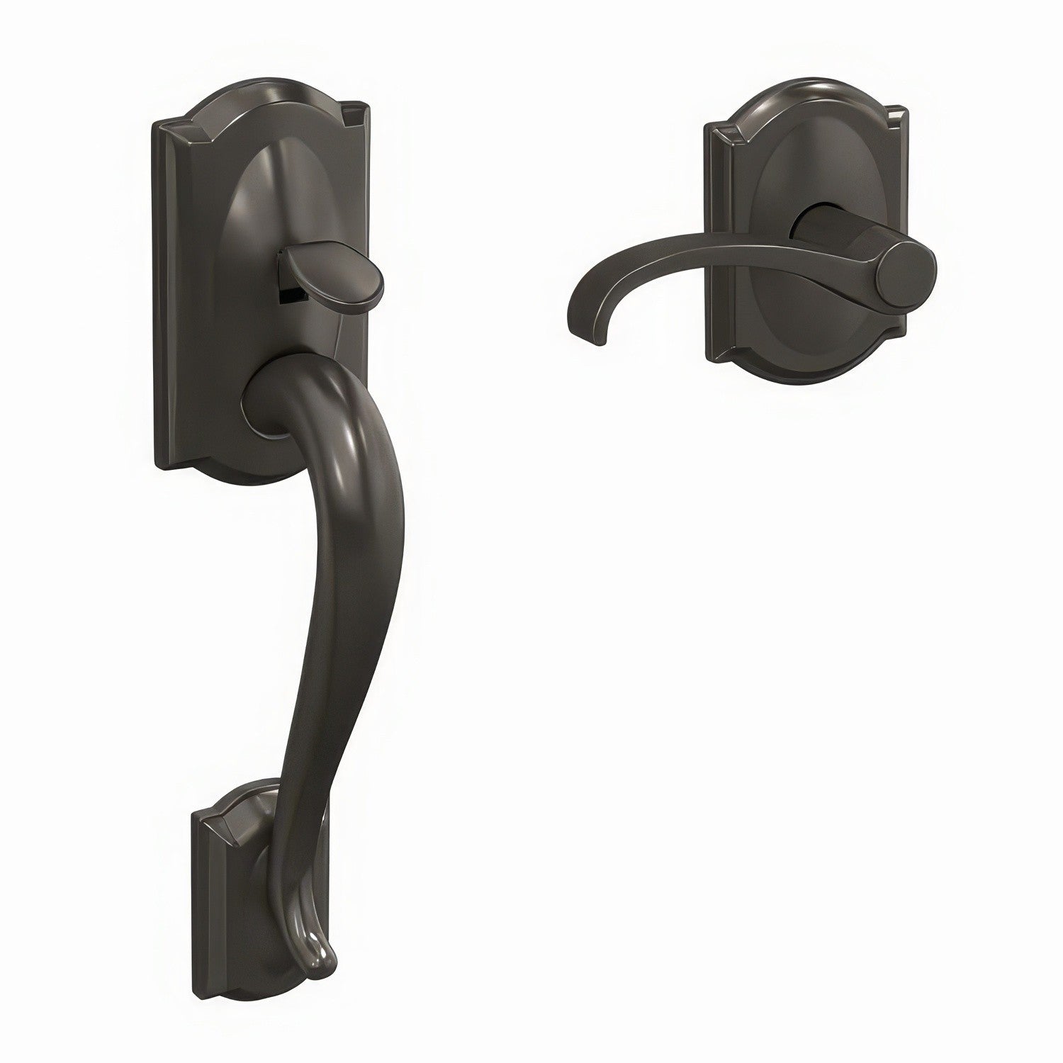 Schlage FC285CAM530WITCAM Camelot with Whitney Lever with Camelot Rose Bottom Half Handleset Black Stainless