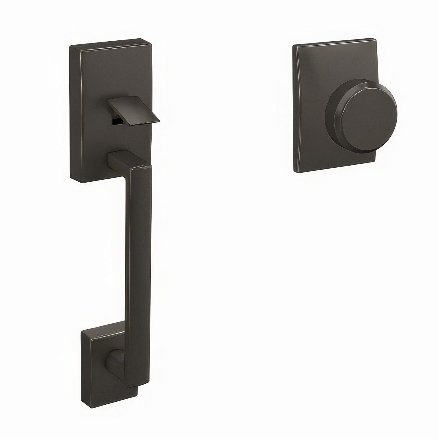 Schlage FC285CEN530BWECEN Century with Bowery Knob with Century Rose Bottom Half Handleset Black Stainless