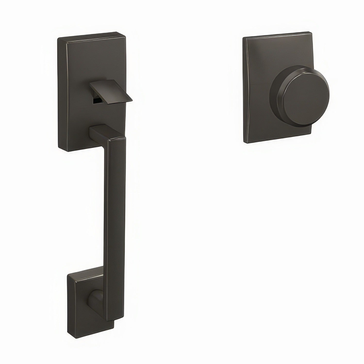 Schlage FC285CEN530BWECEN Century with Bowery Knob with Century Rose Bottom Half Handleset Black Stainless