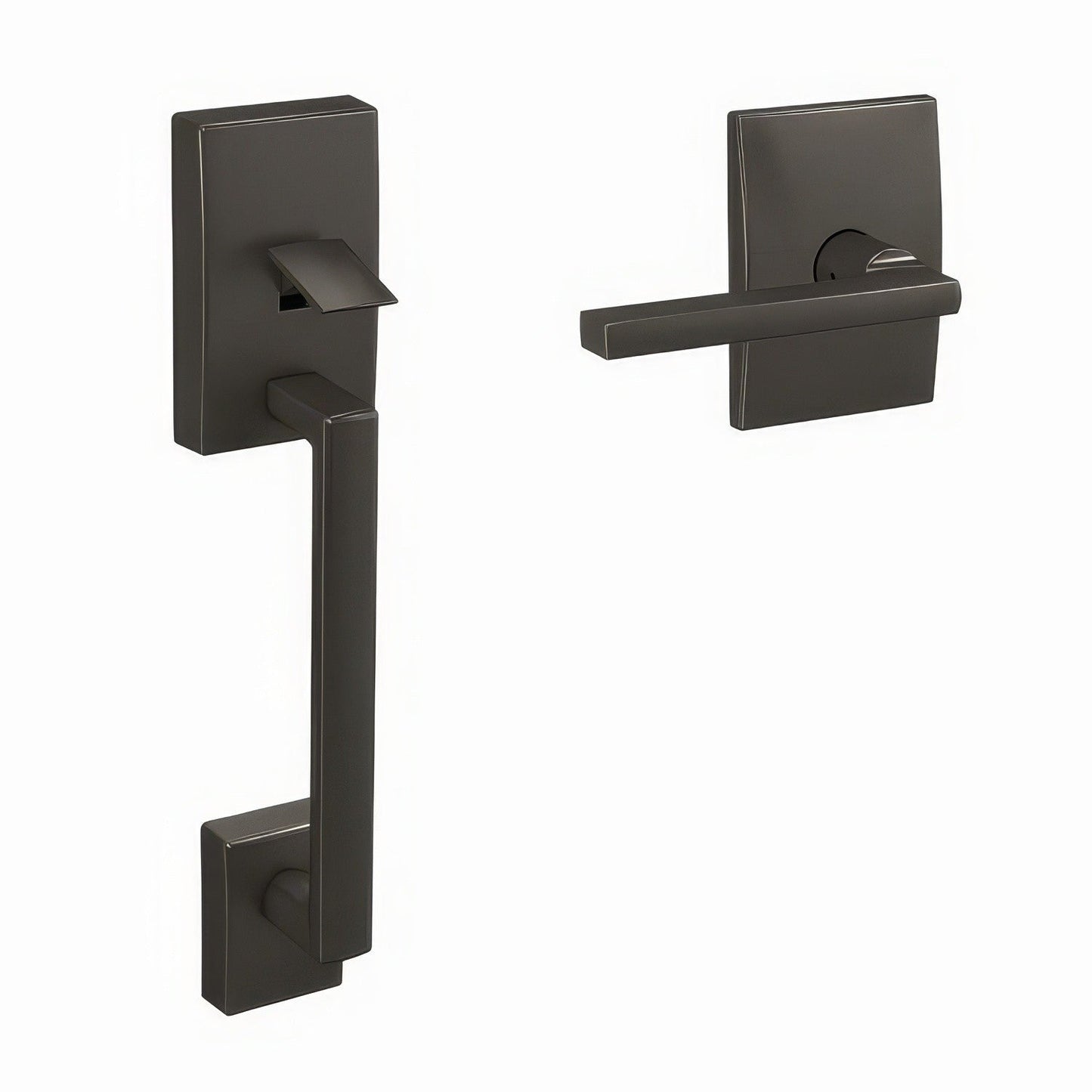 Schlage FC285CEN530LATCEN Century with Latitude Lever with Century Rose Bottom Half Handleset Black Stainless