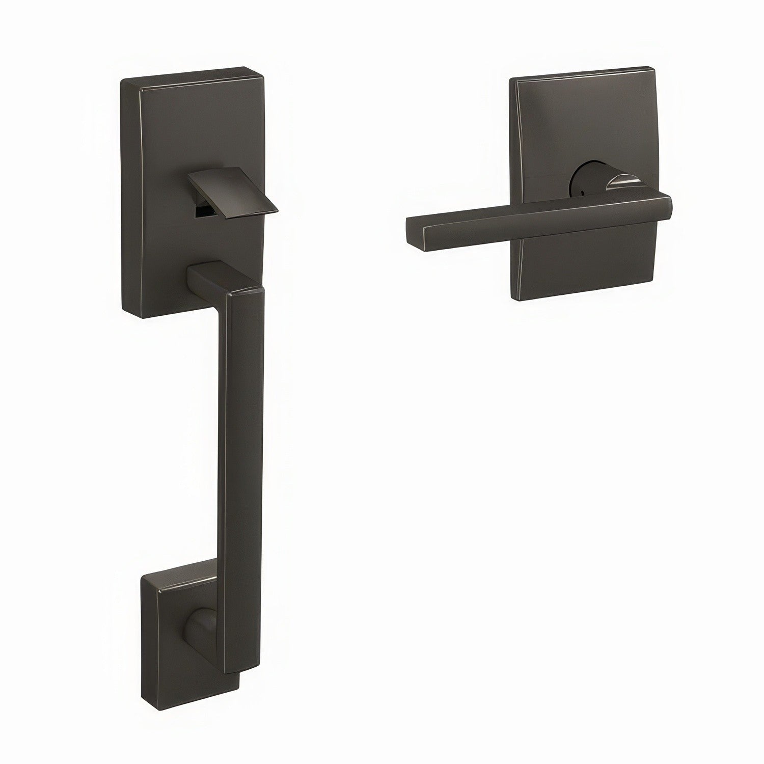 Schlage FC285CEN530LATCEN Century with Latitude Lever with Century Rose Bottom Half Handleset Black Stainless