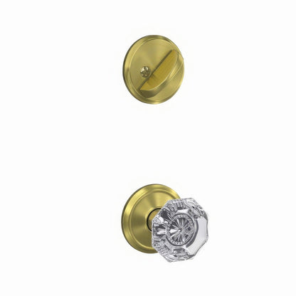 Schlage FC59ALX-ALD Alexandria Glass Knob with Alden Rose Interior Active Trim.