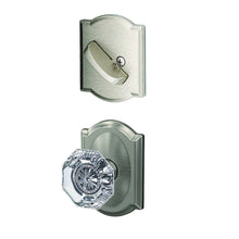 Schlage FC59ALX-CAM Alexandria Glass Knob with Camelot Rose Interior Active Trim