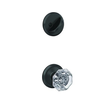 Schlage FC59ALX-ALD Alexandria Glass Knob with Alden Rose Interior Active Trim