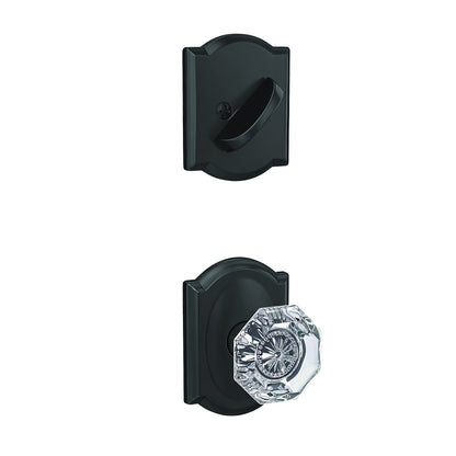 Schlage FC59ALX-CAM Alexandria Glass Knob with Camelot Rose Interior Active Trim.