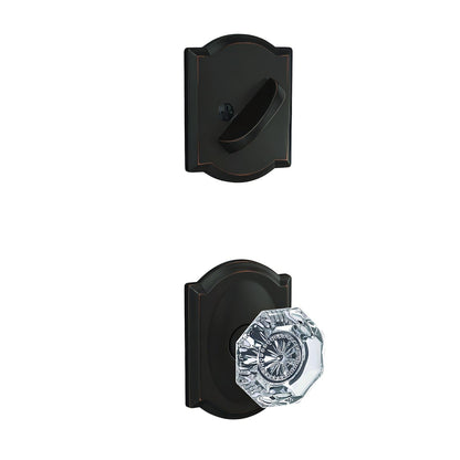 Schlage FC59ALX-CAM Alexandria Glass Knob with Camelot Rose Interior Active Trim