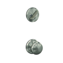 Schlage FC59AND-ALD Custom Andover Knob with Alden Rose Interior Active Trim Satin Nickel.