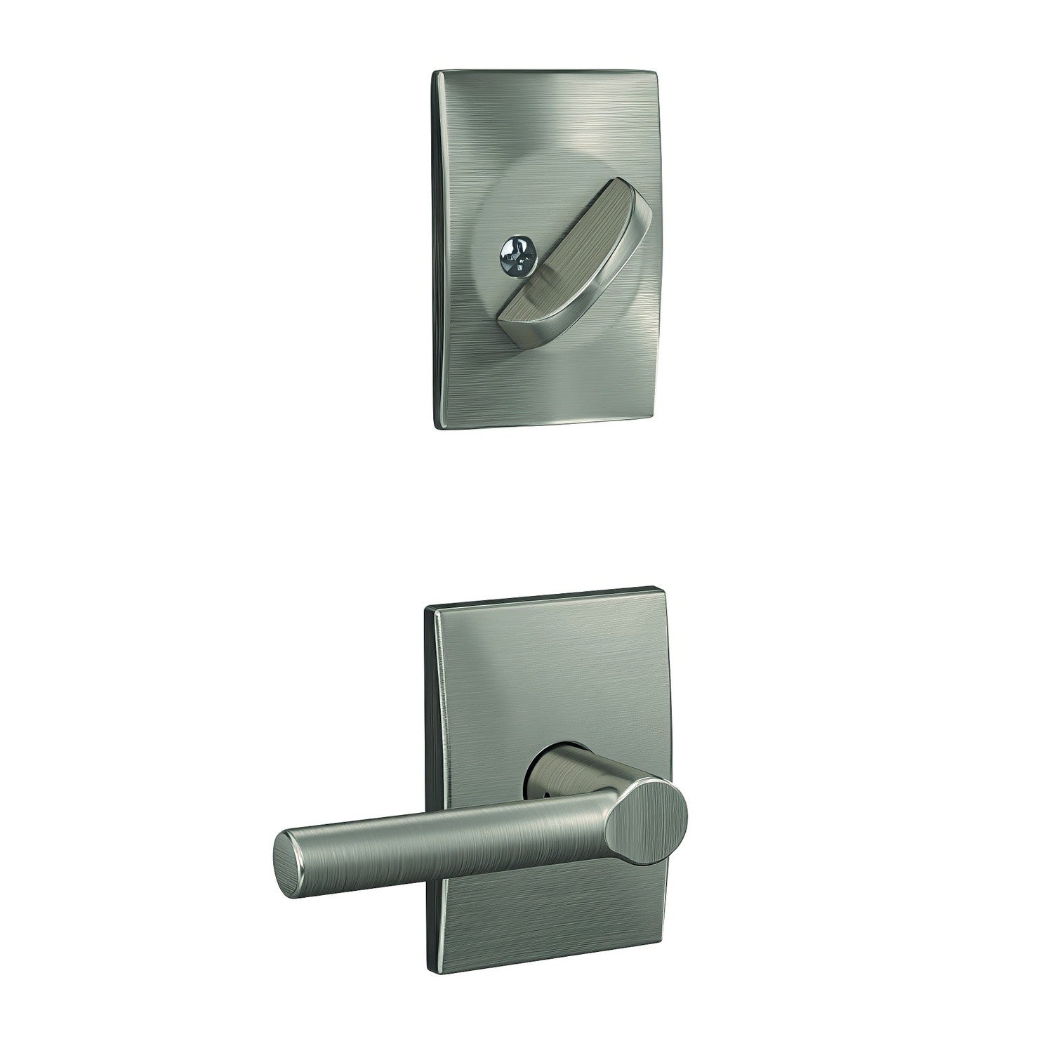 Schlage FC59BRW-CEN Custom Broadway Lever with Century Rose Interior Active Trim.