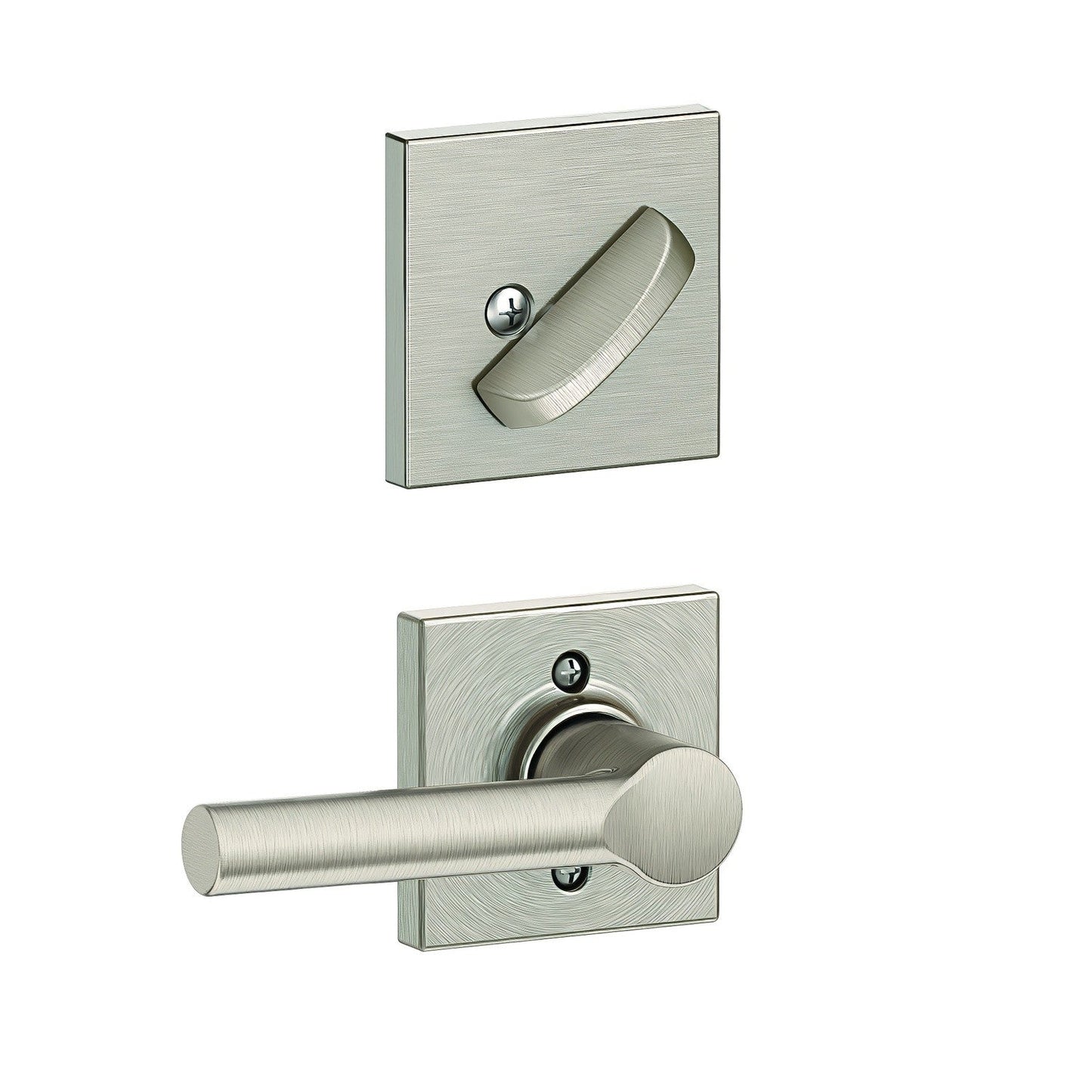 Schlage FC59BRW-COL Custom Broadway Lever with Collins Rose Interior Active Trim.