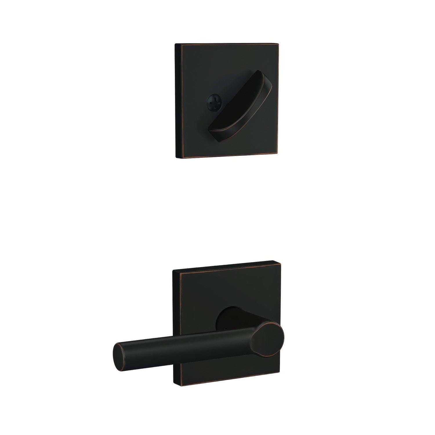 Schlage FC59BRW-COL Custom Broadway Lever with Collins Rose Interior Active Trim.