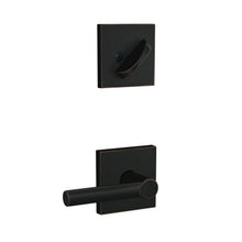 Schlage FC59BRW-COL Custom Broadway Lever with Collins Rose Interior Active Trim.