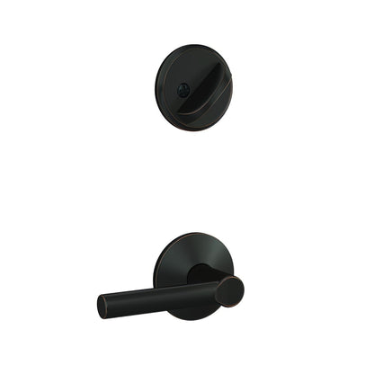 Schlage FC59BRW-KIN Custom Broadway Lever with Kinsler Rose Interior Active Trim.