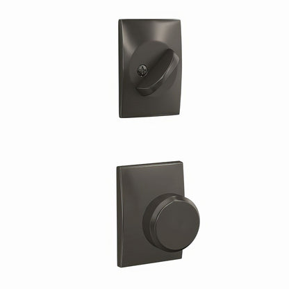 Schlage FC59BWE-CEN Bowery Knob with Century Rose Interior Active Trim.