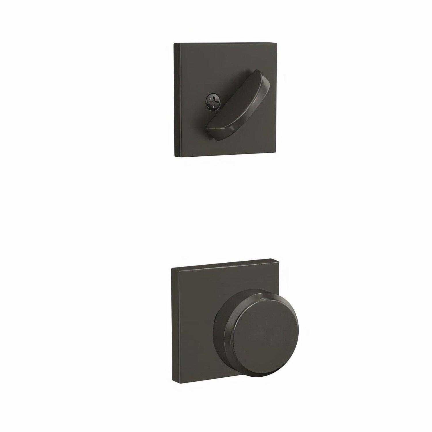 Schlage FC59BWE-COL Bowery Knob with Collins Rose Interior Active Trim.