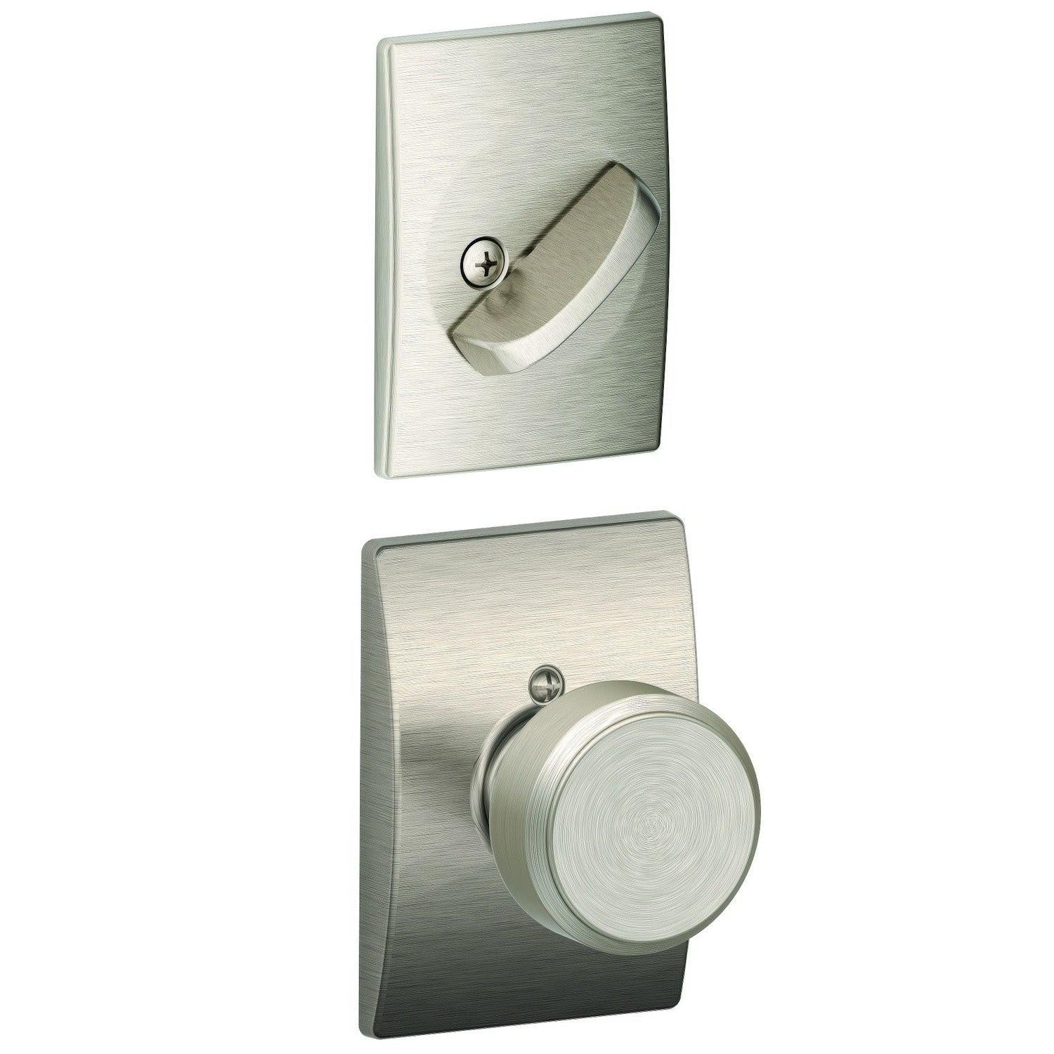Schlage FC59BWE-CEN Bowery Knob with Century Rose Interior Active Trim.