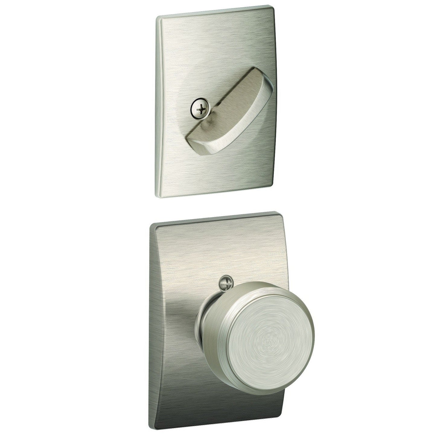 Schlage FC59BWE-CEN Bowery Knob with Century Rose Interior Active Trim.