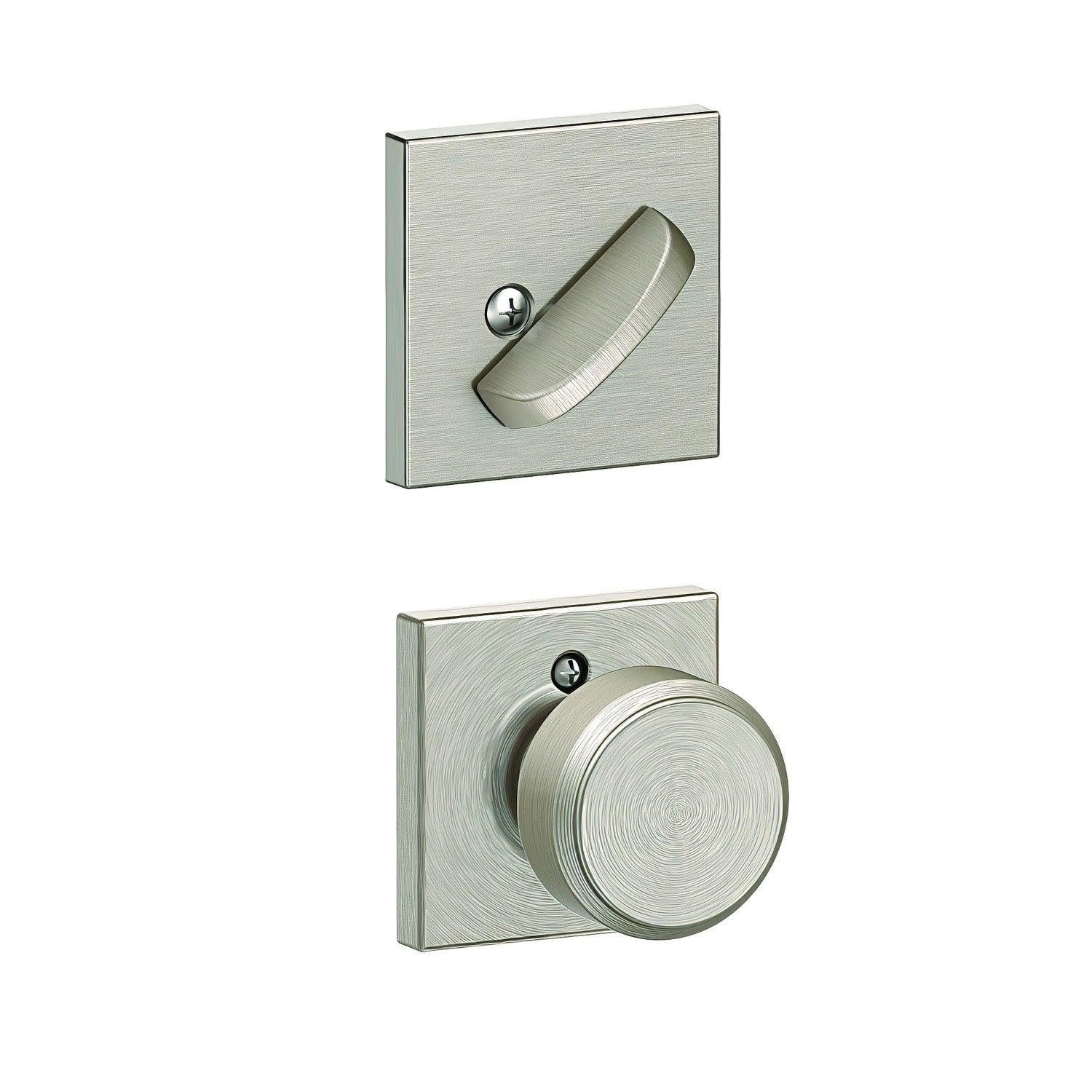 Schlage FC59BWE-COL Bowery Knob with Collins Rose Interior Active Trim.