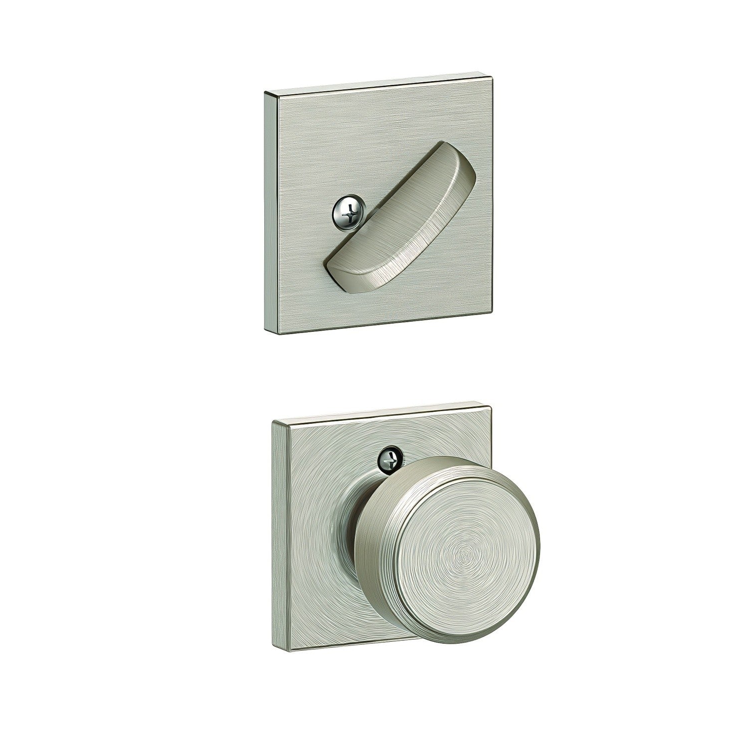 Schlage FC59BWE-COL Bowery Knob with Collins Rose Interior Active Trim.