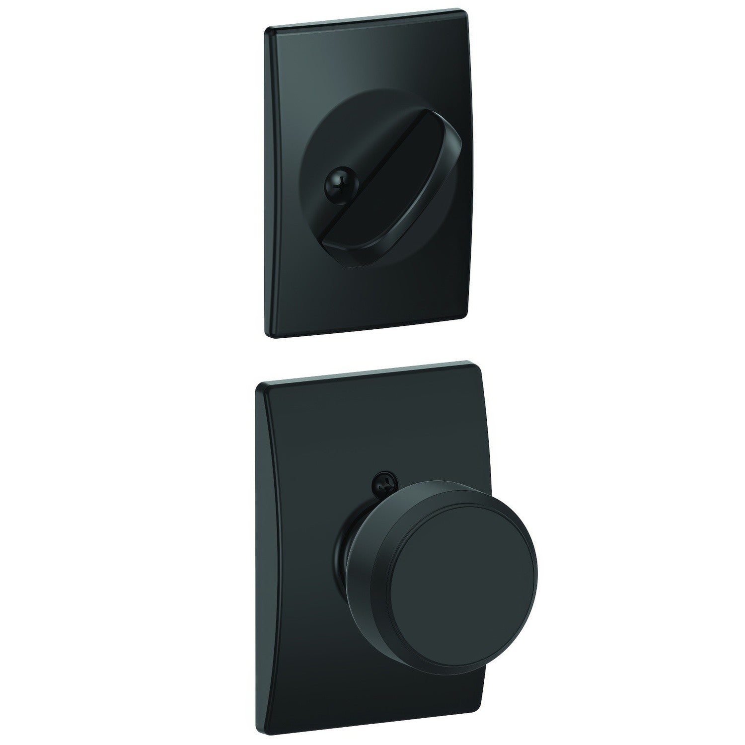 Schlage FC59BWE-CEN Bowery Knob with Century Rose Interior Active Trim.