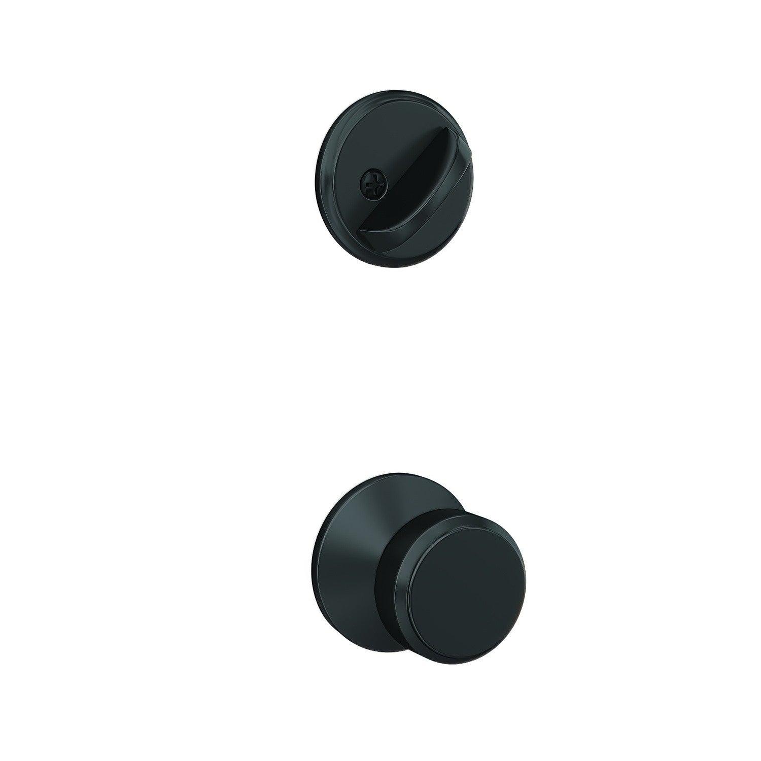 Schlage FC59BWE-KIN Bowery Knob with Kinsler Rose Interior Active Trim Black.