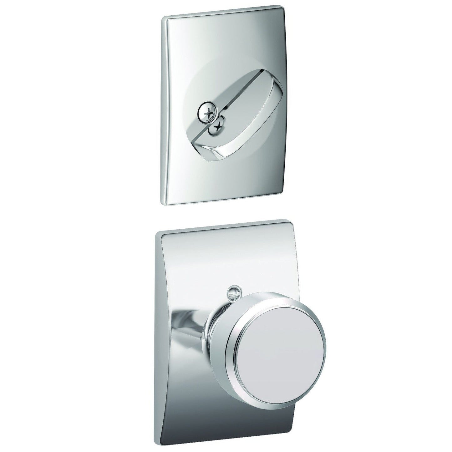 Schlage FC59BWE-CEN Bowery Knob with Century Rose Interior Active Trim.