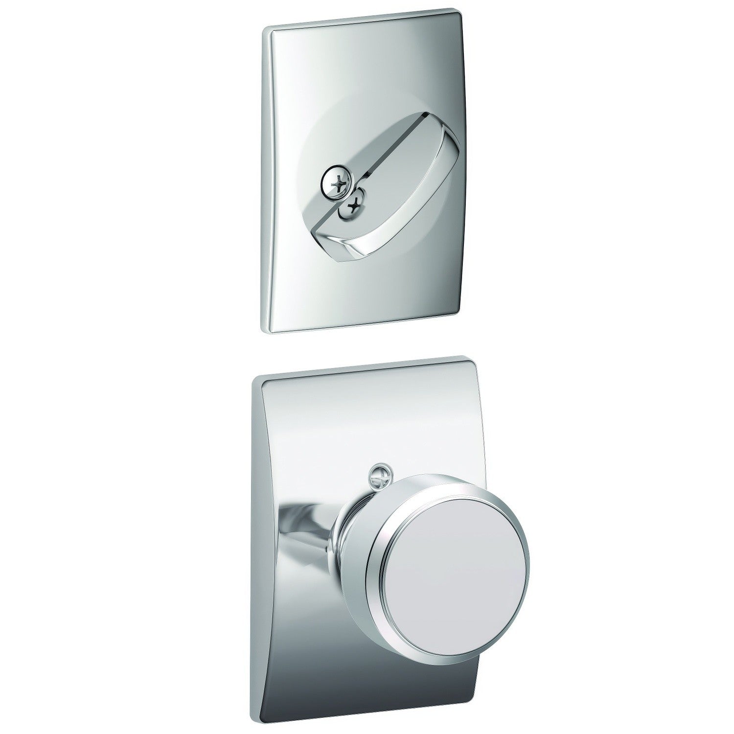 Schlage FC59BWE-CEN Bowery Knob with Century Rose Interior Active Trim.