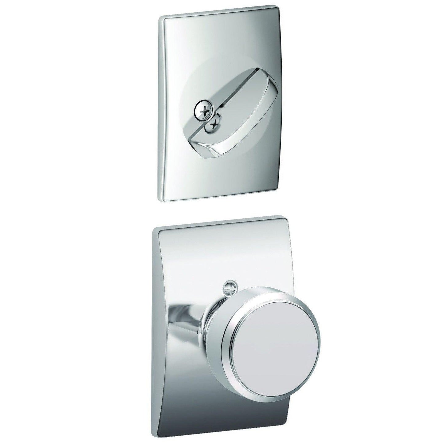 Schlage FC59BWE-CEN Bowery Knob with Century Rose Interior Active Trim.