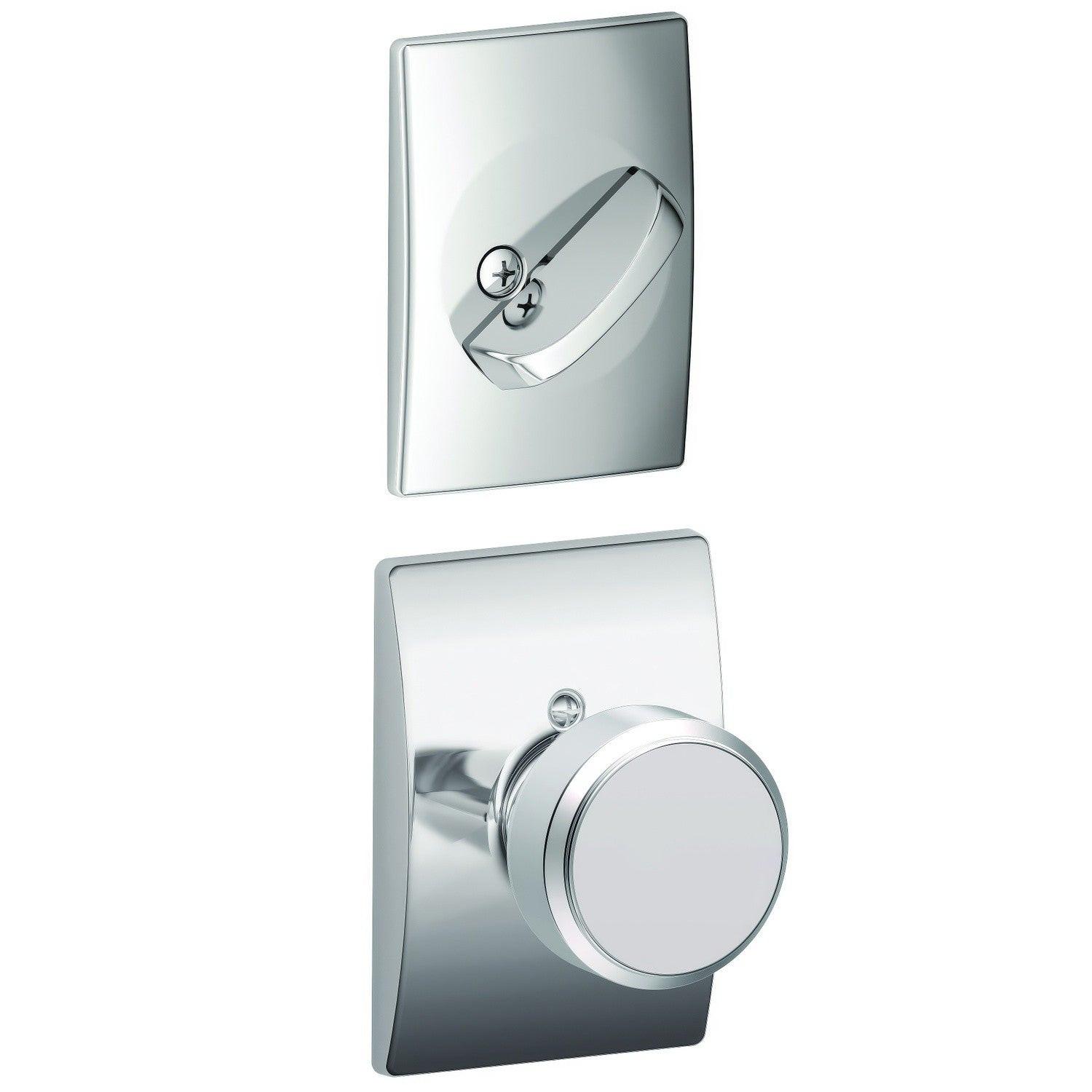 Schlage FC59BWE-CEN Bowery Knob with Century Rose Interior Active Trim.