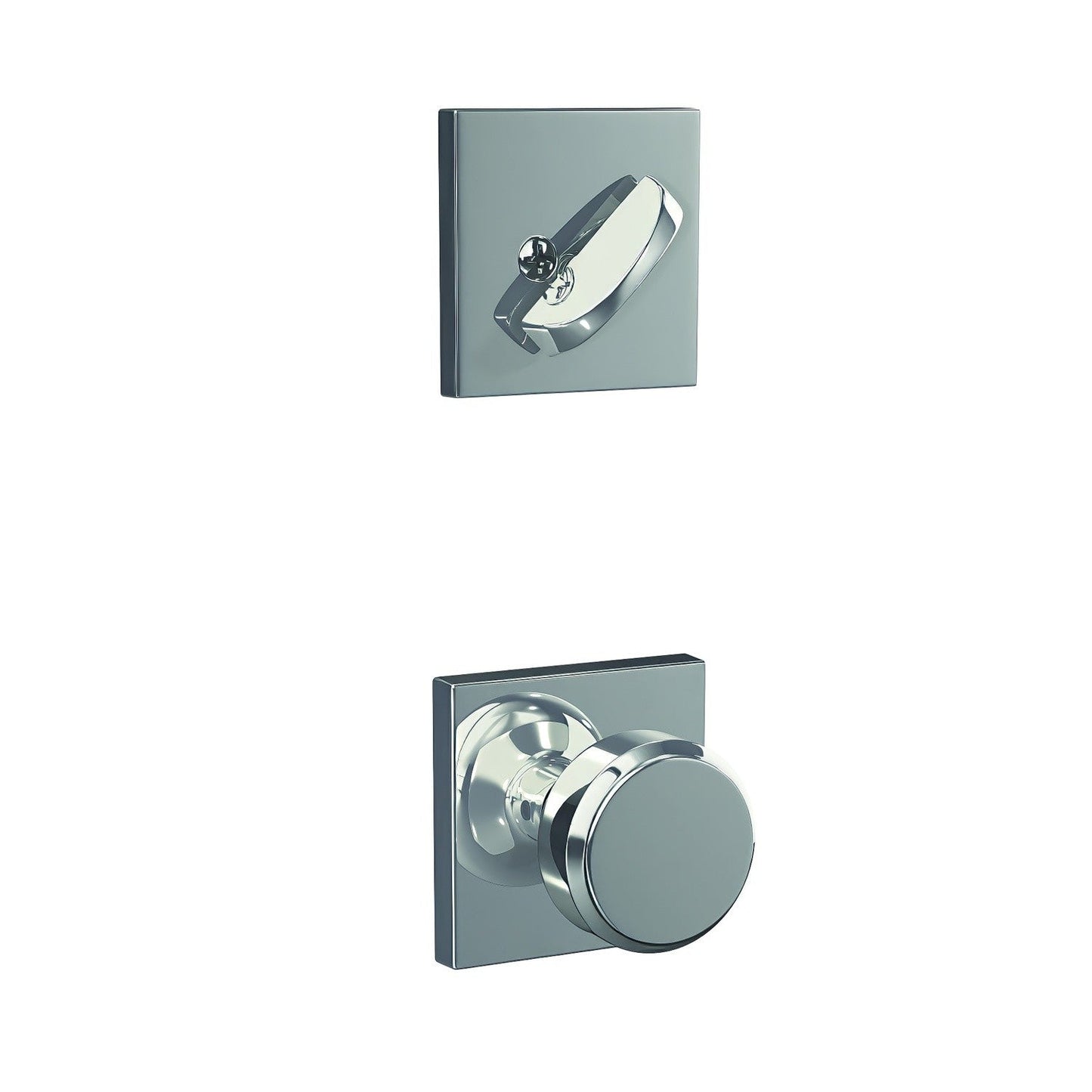 Schlage FC59BWE-COL Bowery Knob with Collins Rose Interior Active Trim.