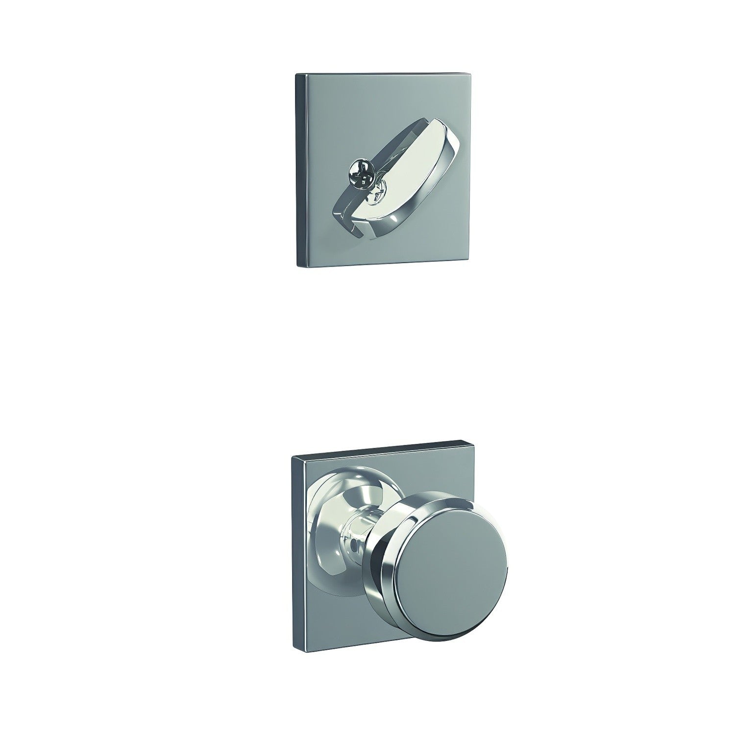 Schlage FC59BWE-COL Bowery Knob with Collins Rose Interior Active Trim.