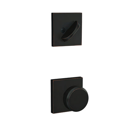 Schlage FC59BWE-COL Bowery Knob with Collins Rose Interior Active Trim.