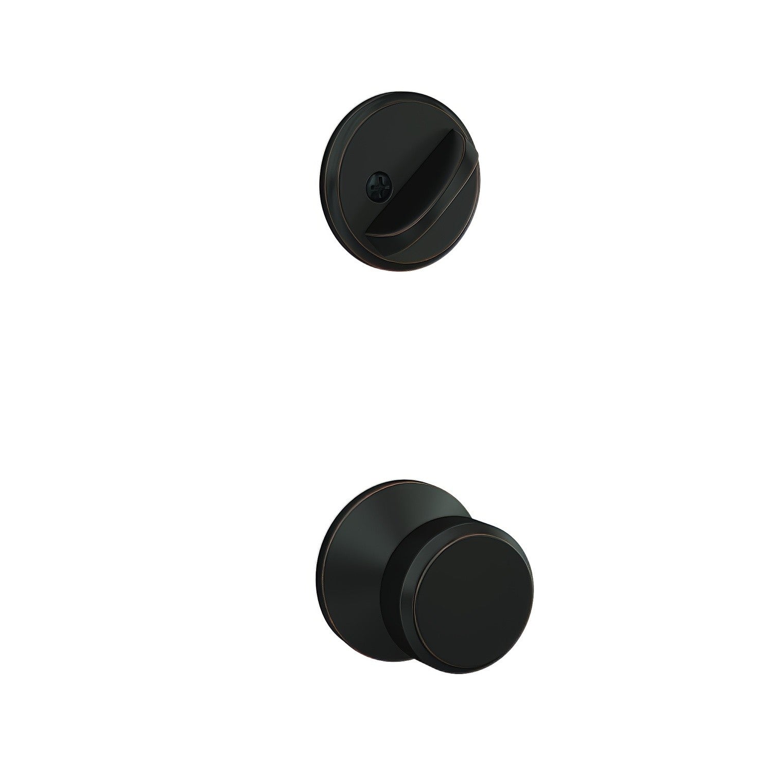 Schlage FC59BWE-KIN Bowery Knob with Kinsler Rose Interior Active Trim Black.