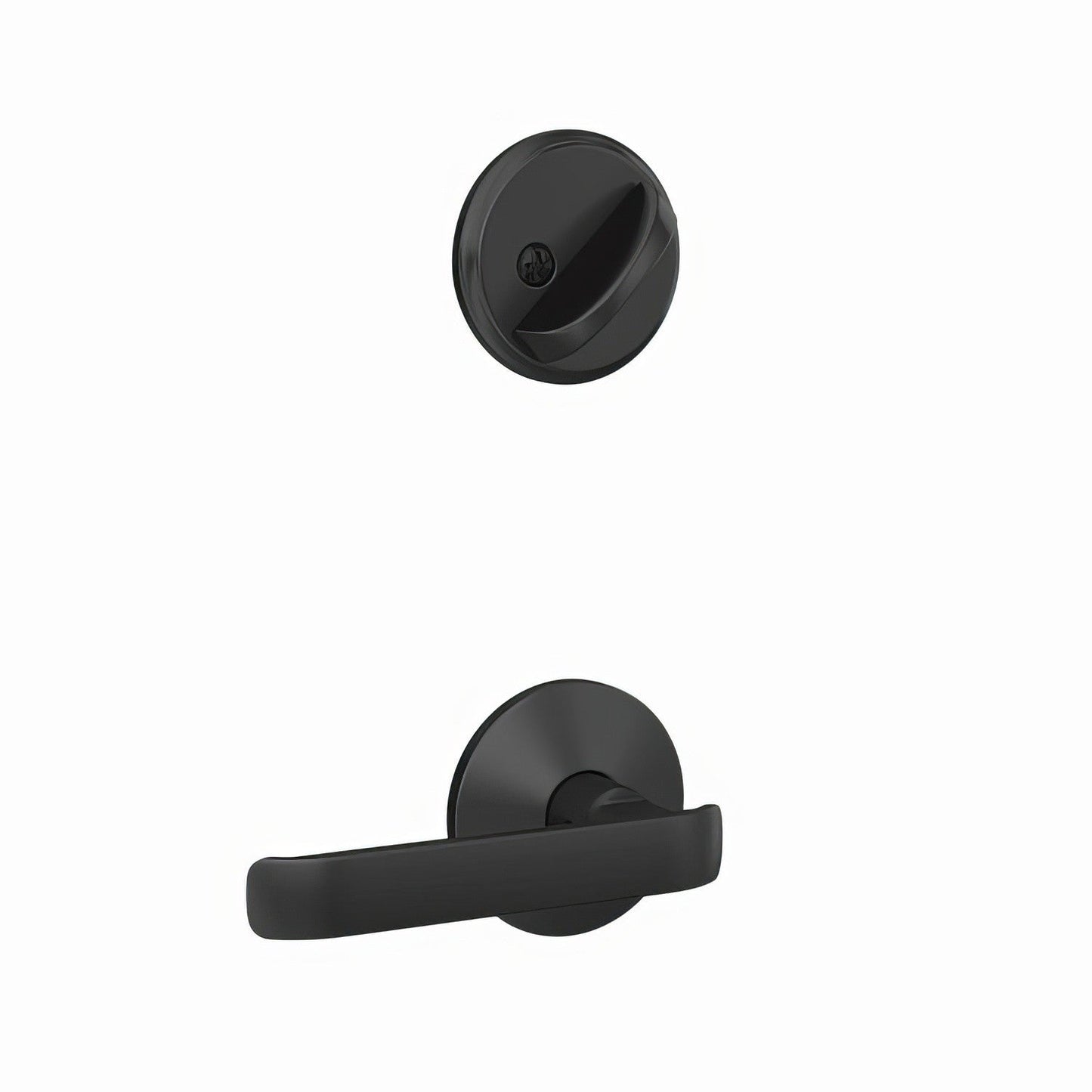 Schlage FC59CYB-KIN Clybourn Lever with Kinsler Rose Interior Active Trim.