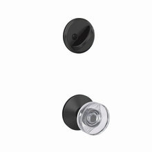 Schlage FC59DAW-KIN Dawes Glass Knob with Kinsler Rose Interior Active Trim.