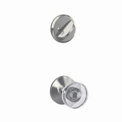 Schlage FC59DAW-KIN Dawes Glass Knob with Kinsler Rose Interior Active Trim.