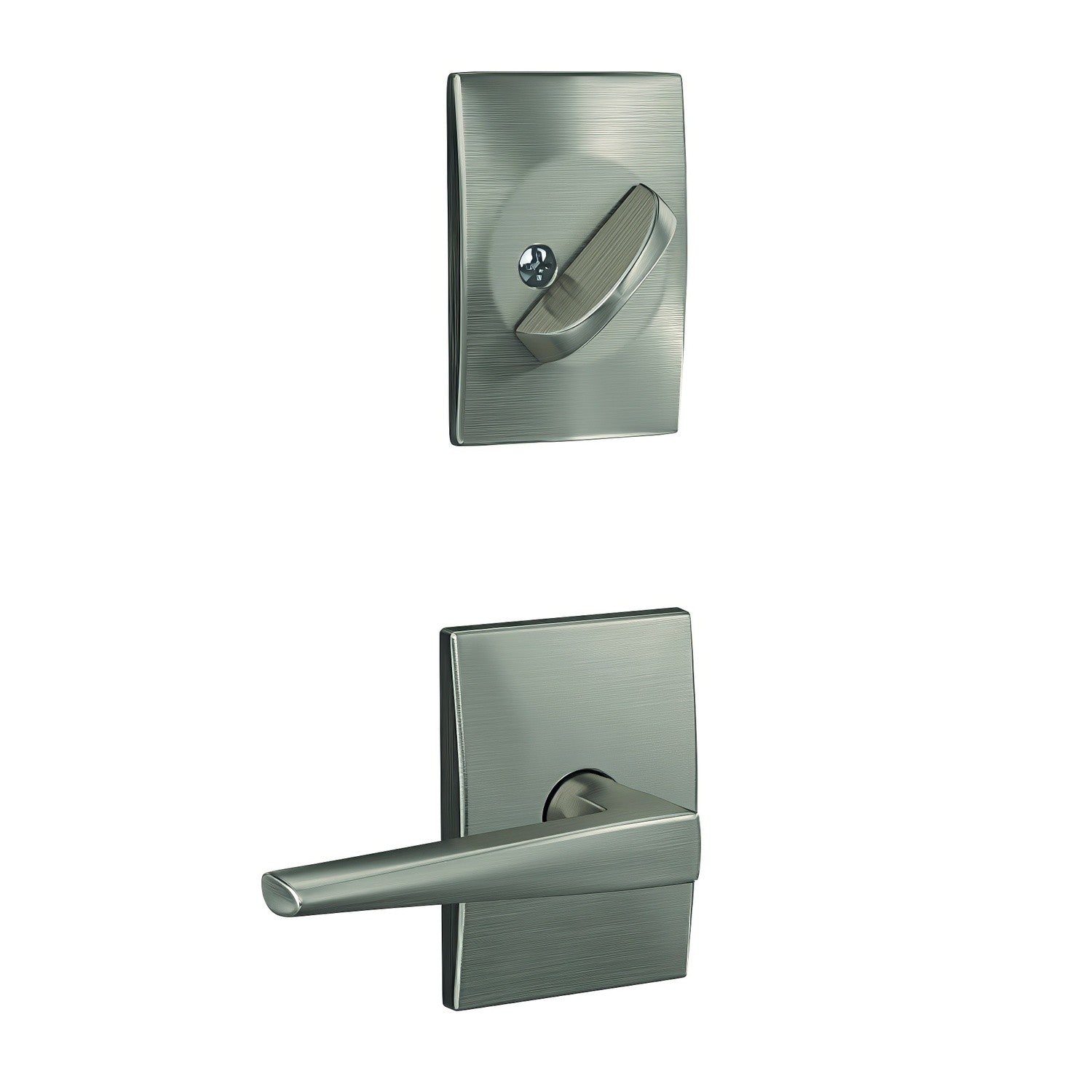 Schlage FC59ELR-CEN Custom Eller Lever with Century Rose Interior Active Trim.