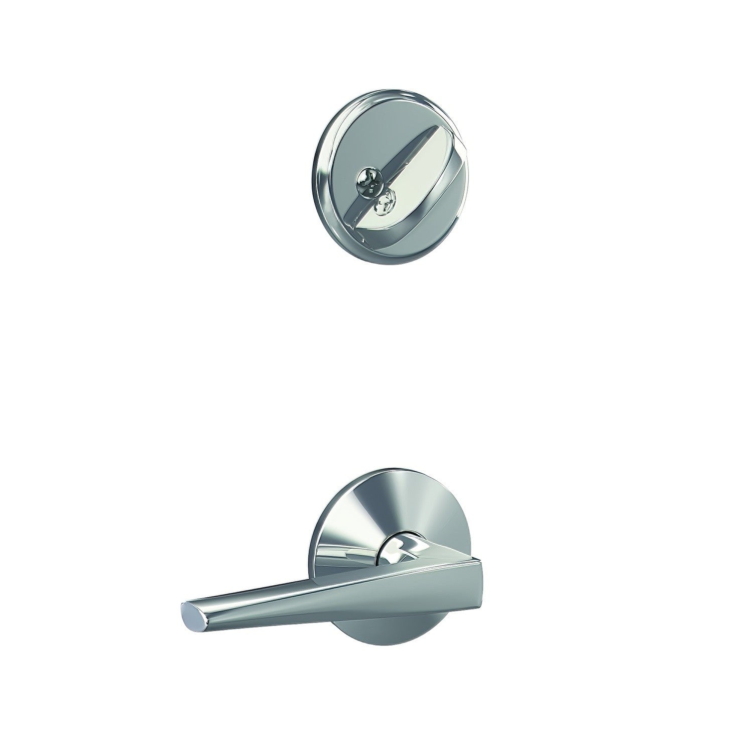 Schlage FC59ELR-KIN Custom Eller Lever with Kinsler Rose Interior Active Trim.