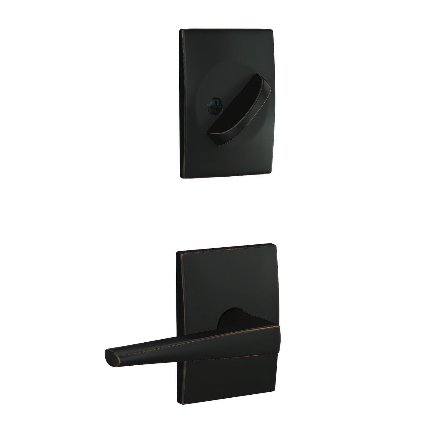 Schlage FC59ELR-CEN Custom Eller Lever with Century Rose Interior Active Trim.