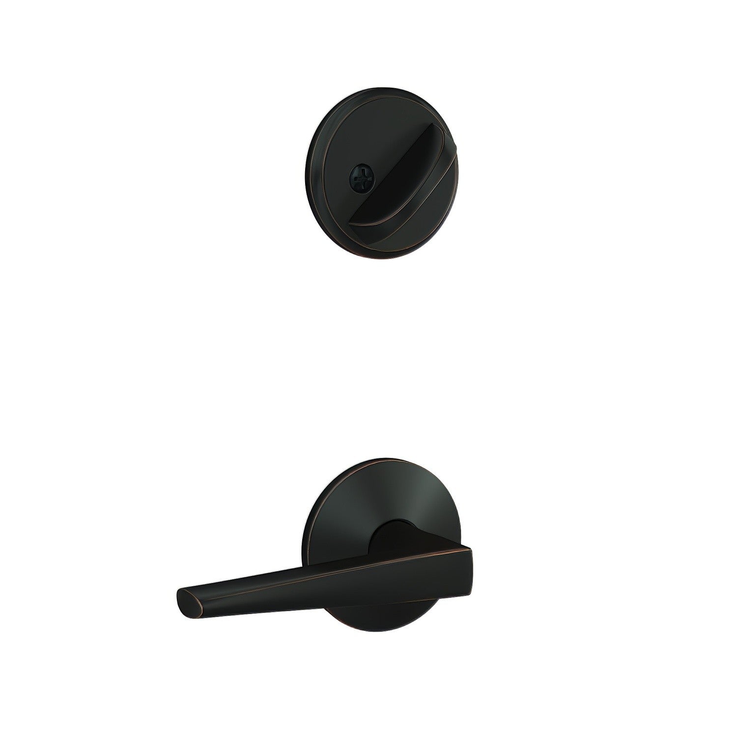 Schlage FC59ELR-KIN Custom Eller Lever with Kinsler Rose Interior Active Trim.